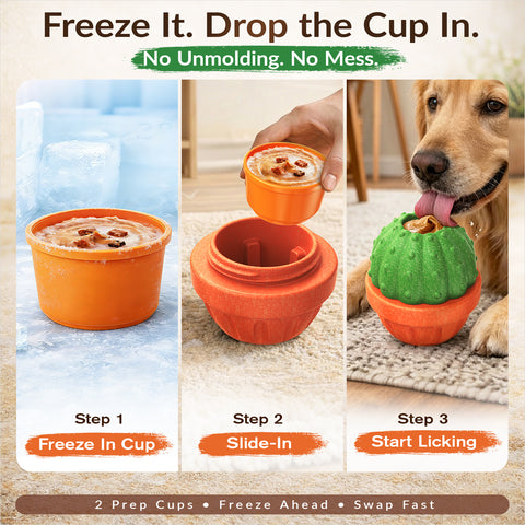 KADTC All in ONE 3 in 1 Durable Dog Fillable Toy & Frozen Lick Treat Tray & Food Dispensing Balls & Peanut Butter Filler Enrichment Freeze Ball Indestructible Dogs Chew Toys Christmas & New Year Gift