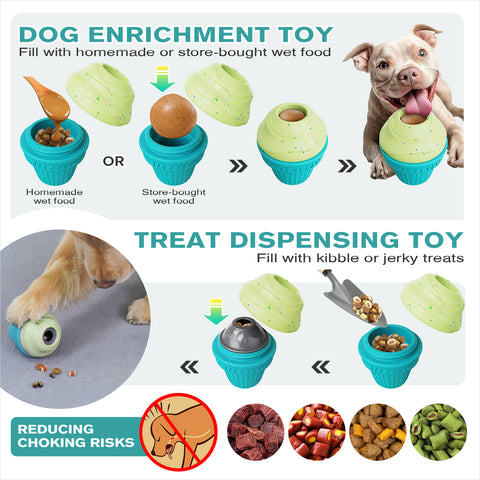 KADTC All in ONE Durable 3 in 1 Dog Filler Toy & Freeze/Freezable/Frozen Lick Treat Tray Enrichment Ball & Kibble Dispensing Balls -Peanut Butter Wet Food Ice Cream Fillable Chew Thanksgiving Toys