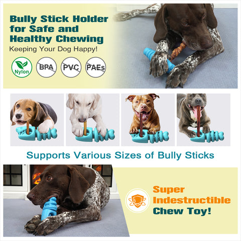 KADTC All in ONE 2 in 1 Large Size Indestructible Dog Bully Stick Holder & Durable Fish Bone for Medium/Large Aggressive Chewers Breed Dogs Tough Chew Toys Christmas & New Year Gift