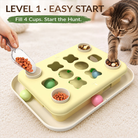 KADTC 3-in-1 Cat Puzzle Toy, Peek-and-Play Box, Track Balls for Indoor Cats