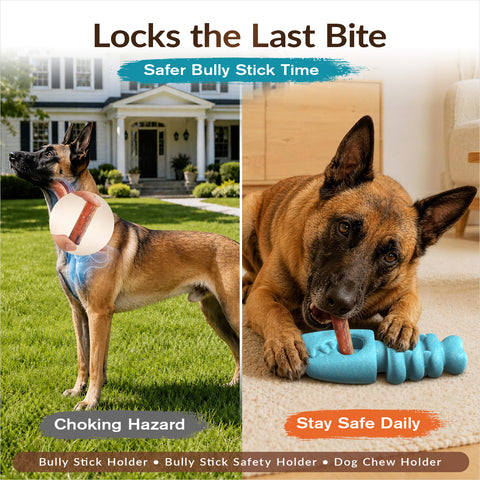 KADTC 2 in 1 XL Durable Dog Bully Stick Holder & Indestructible Fishbone Chew Toy