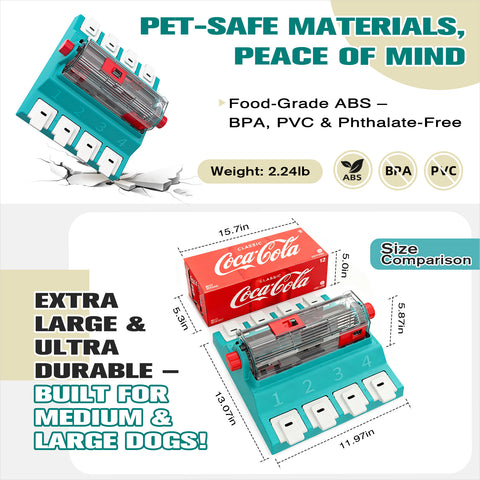 KADTC U.S. Brand & Design -2 Levels of Challenge Large Size Paw-Activated Rolling Food Puzzles Feeder Dog Puzzle Toy for Medium/Large Dogs Aggressive Chewers Mental Stimulation Treat Slow Dispenser