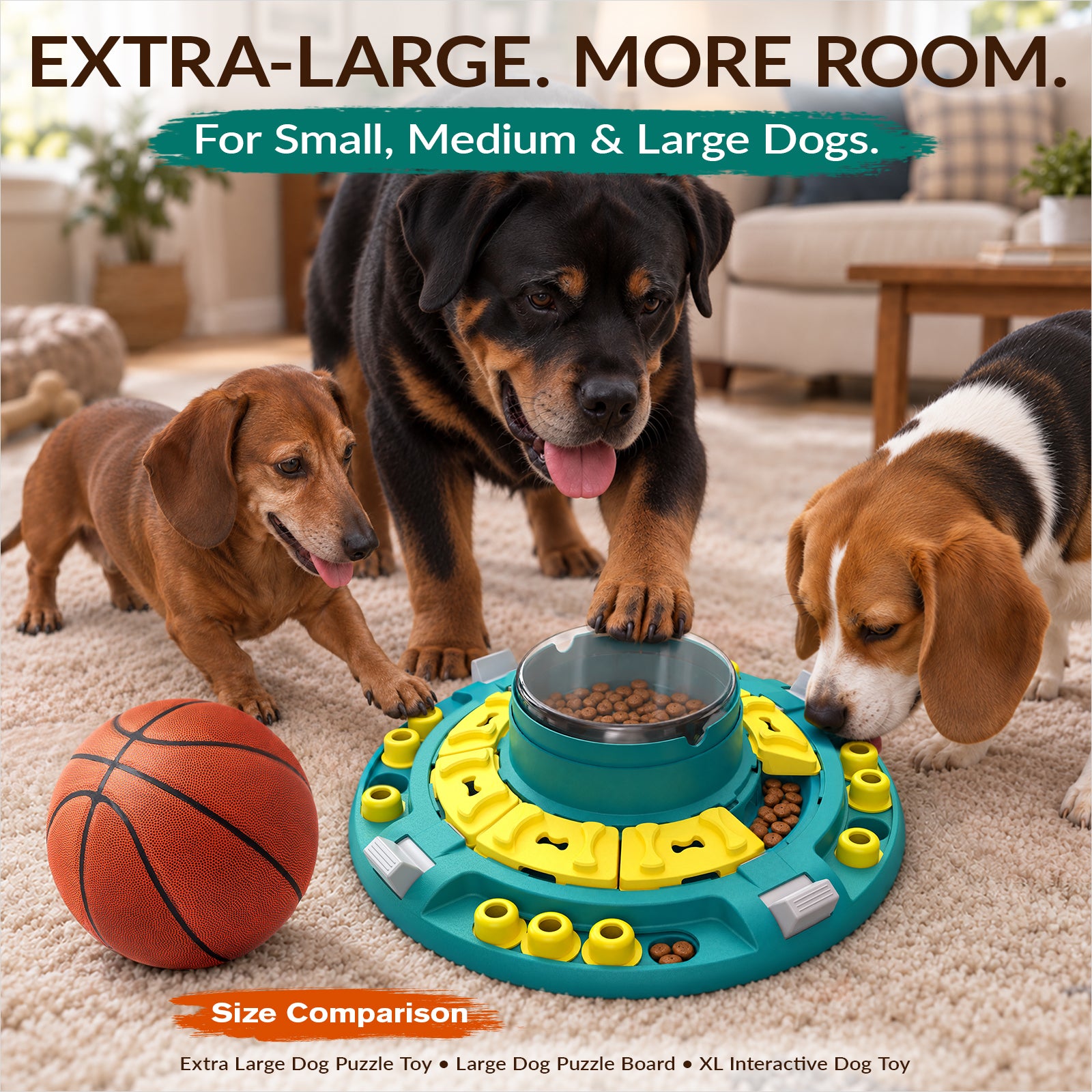 KADTC 4-Level Extra-Large Dog Puzzle Feeder | Push-to-Release