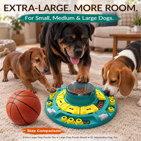 KADTC XL, 4 Levels Dog Puzzle Toy, Push-to-Release Treat Dispenser for Dogs