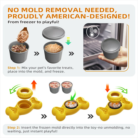 KADTC All in ONE 3 in 1 Large Size Indestructible Bone Dog Chew Toy & Durable Peanut Butter Fillable & Freeze/Frozen Lick Treat Enrichment Thanksgiving Toys for Medium/Large Aggressive Chewers Dogs