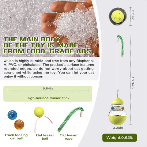 Cat Toy for Indoor Cats Wobble Treat Dispenser Ball Kitten Food Dispenser & Puzzle Feeder Balls & Enrichment Toys & Mental Stimulation Interactive Brain Game