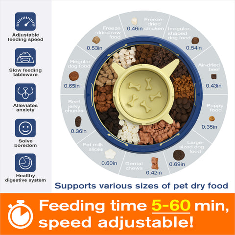 KADTC Dog Spinning Puzzle Feeder Food Slow Bowl for All Dog Breeds Adjustable Feeding Time from 5 to 60 min Capacity 17.64 Ounce Puppy Treat Dispenser Toy Kibble Dispensing Toys Healthy Eating