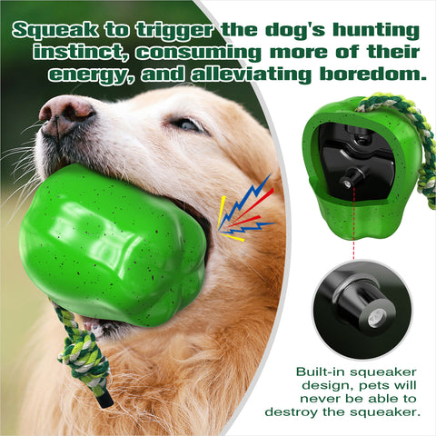 KADTC Dog Chew Toys For Aggressive Chewers Indestructible Tough Durable Squeaky Interactive Puppy Toy Teeth Squeaky Apple Pet Teeth Grinding Toy