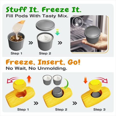 KADTC Large Size 3-in-1 Durable Corn Dog Enrichment Toy - Long-Lasting Fillable & Frozen Lick Toy - No-Transfer Freeze & Play - Ultimate Boredom Buster & Tough Chew Toys for Large Dogs - BPA-Free,Safe