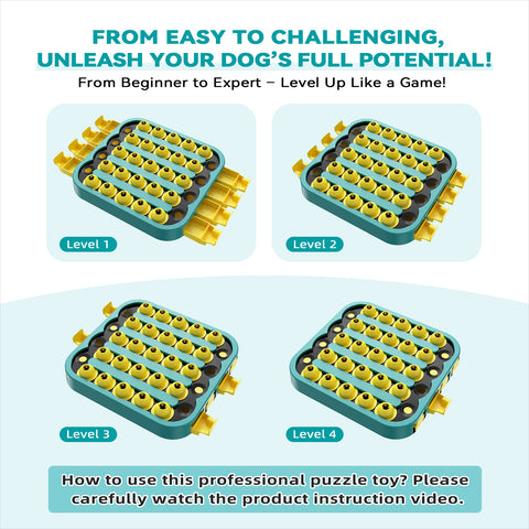 KADTC U.S. Brand & Design All IN ONE -4 Difficult Levels of Challenge Extra-Large Size Advanced Dog Puzzle Toy For Small/Medium/Large Smart Dogs Hard Puzzles Toys Brain Mental Stimulation Games