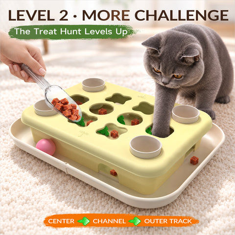 KADTC 3-in-1 Cat Puzzle Toy, Peek-and-Play Box, Track Balls for Indoor Cats