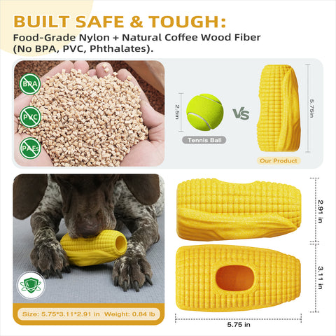 KADTC All in ONE 3 in 1 Large Size Indestructible Corn Dog Chew Toy & Durable Peanut Butter Fillable & Freezer/Frozen Lick Treat Enrichment Thanksgiving Toys for Medium/Large Aggressive Chewers Dogs 1