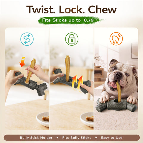 KADTC 2 in 1 Extra-Large Size Durable Dog Bully Stick Holder & Indestructible Chew Toy