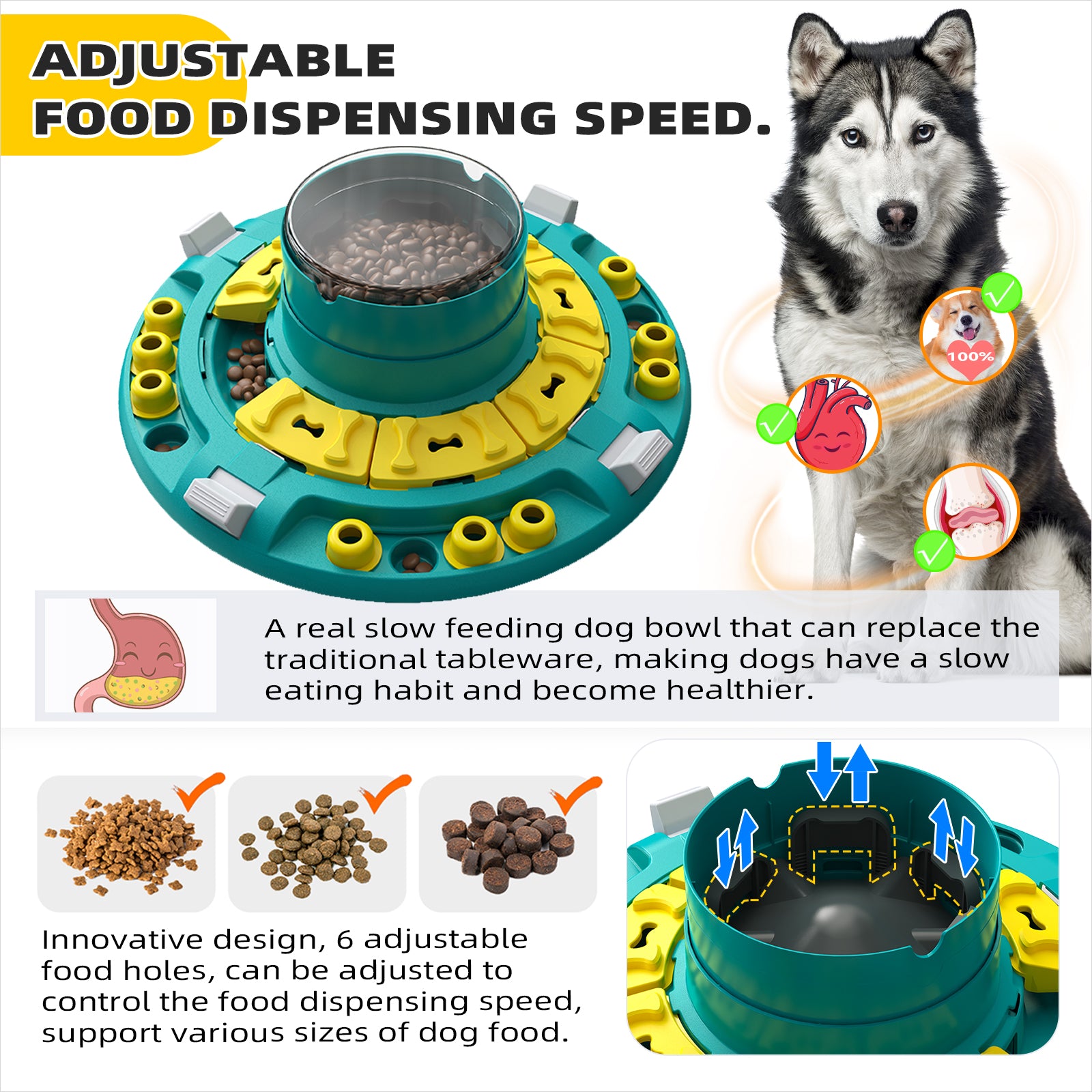 KADTC Interactive Dog Puzzle Toys for Boredom Stimulating Slow Food Feeder Bowl,Puppy Brain Mental Stimulation Mentally Toy Treat Dispenser Advanced Level 4 3 2 1 Small/Medium/Large Aggressive Chewers