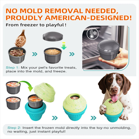 KADTC All in ONE Durable 3 in 1 Dog Filler Toy & Freeze/Freezable/Frozen Lick Treat Tray Enrichment Ball & Kibble Dispensing Balls -Peanut Butter Wet Food Ice Cream Fillable Chew Thanksgiving Toys