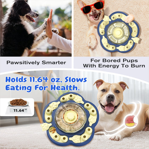 KADTC U.S. Brand & Design -3 Levels of Challenge - Spinning Dog Puzzle Toy for Small/Medium/Large Dogs Puzzles Feeder Treat Slow Dispenser Puppy Food Feeding Enrichment Toys Christmas & New Year Gift