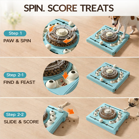 KADTC 2-Level Dog Puzzle Toy, Spin to Release Treat Dispenser & Slow Feeder