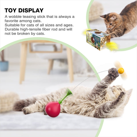 TACKDG Cat Interactive Toys for Indoor Cats Kitten Tumbler Balls Kitty Feather Toy Teaser Wand String Birthday Gift CH