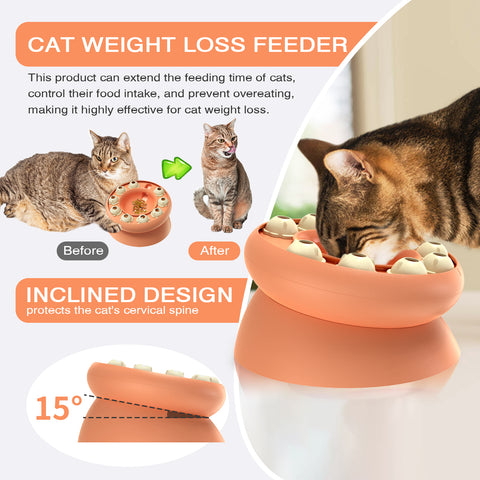 KADTC Cat Weight Loss Bowl for Indoor Cats Slow Feeder Kitten Puzzle Toys Treat Dispensing Food Dispenser Kitty Enrichment Game