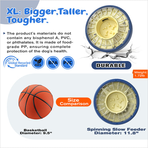 KADTC Spinning Dog Slow Feeder Anti-Gulping Bowl Eating to 5-60 Min