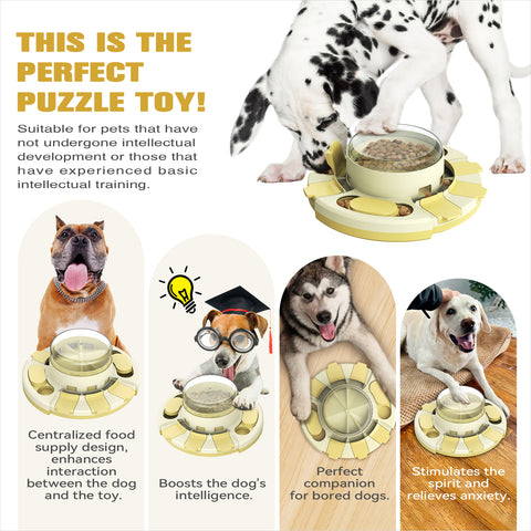 KADTC Dog Puzzle Toy Level 2 in 1 for Small/Medium/Large Dogs Treat Puzzles Slow Feeder/w Button Boredom Busters Keep Them Busy Enrichment Toys Food Dispenser Puppy Brain Mental Stimulation Mind Game
