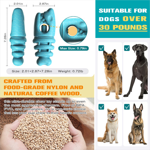 KADTC All in ONE 2 in 1 Large Size Indestructible Dog Bully Stick Holder & Durable Fish Bone for Medium/Large Aggressive Chewers Breed Dogs Tough Chew Toys Christmas & New Year Gift