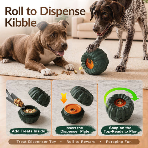 KADTC 3-in-1 Dog Frozen Treat Ball, Large Size, No-Transfer Fill & Freeze Lick Cup, Treat Dispenser & Tough Chew Toy, Long-Lasting Enrichment Toy for Dogs, Pumpkin-Shaped