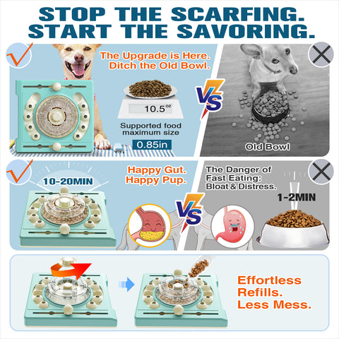 KADTC U.S. Brand & Design -2 Levels of Challenge - Spinning Dog Puzzle Toy for Small/Medium/Large Dogs Puzzles Feeder Treat Slow Dispenser Puppy Food Feeding Enrichment Toys Christmas & New Year Gift