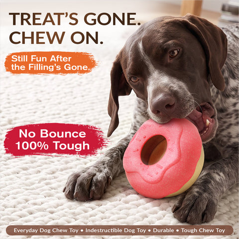 KADTC 2-in-1 Frozen Treat Dog Toy, Large Size, No-Transfer Fill & Freeze Lick Cup & Tough Chew Toy, Long-Lasting Enrichment Toy for Dogs, Donut-Shaped