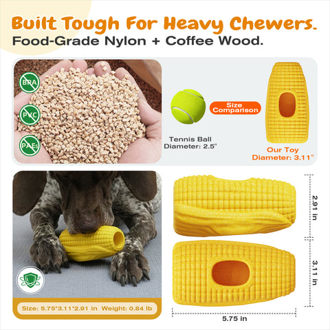 KADTC Large Size 3-in-1 Durable Corn Dog Enrichment Toy - Long-Lasting Fillable & Frozen Lick Toy - No-Transfer Freeze & Play - Ultimate Boredom Buster & Tough Chew Toys for Large Dogs - BPA-Free,Safe