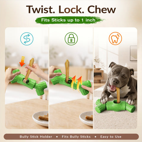 KADTC 2 in 1 Extra Extra-Large Size Durable Dog Bully Stick Holder & Indestructible Chew Toy