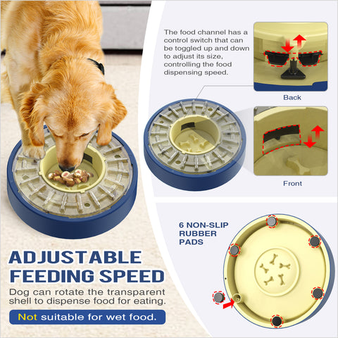 KADTC Dog Spinning Puzzle Feeder Food Slow Bowl for All Dog Breeds Adjustable Feeding Time from 5 to 60 min Capacity 17.64 Ounce Puppy Treat Dispenser Toy Kibble Dispensing Toys Healthy Eating