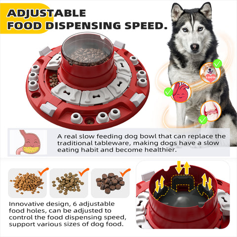 KADTC Interactive Dog Puzzle Toys for Boredom Stimulating Slow Food Feeder Bowl,Puppy Brain Mental Stimulation Mentally Toy Treat Dispenser Advanced Level 4 3 2 1 Small/Medium/Large Aggressive Chewers