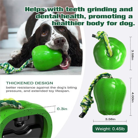 KADTC Dog Chew Toys For Aggressive Chewers Indestructible Tough Durable Squeaky Interactive Puppy Toy Teeth Squeaky Apple Pet Teeth Grinding Toy