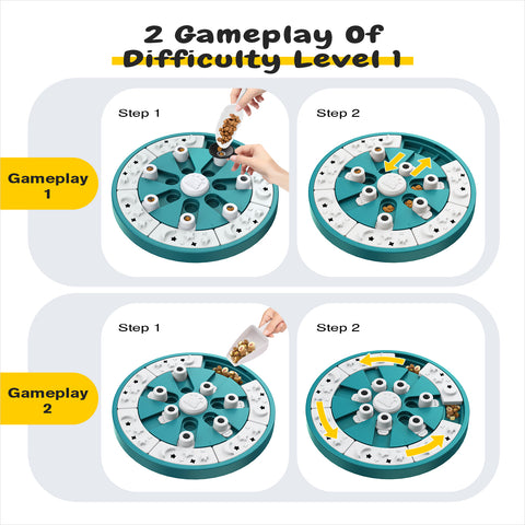KADTC 2 Levels IN 1 - 3 ways To Play Beginner to Advanced Dog Puzzle Toys