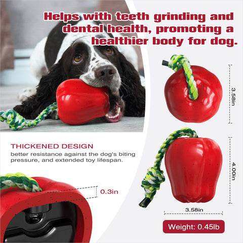 KADTC Dog Chew Toys For Aggressive Chewers Indestructible Tough Durable Squeaky Interactive Puppy Toy Teeth Squeaky Apple Pet Teeth Grinding Toy