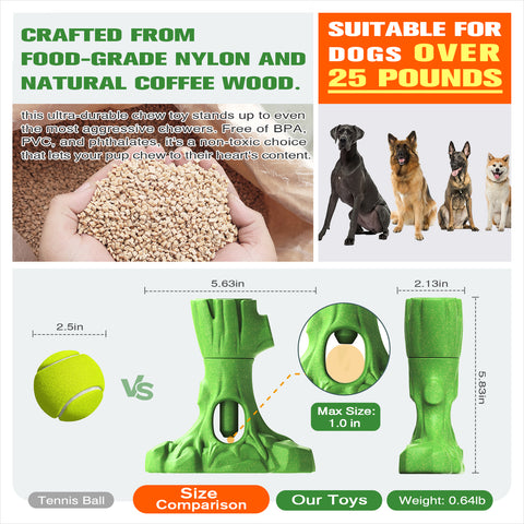 KADTC 2 in 1 Root Durable Bully Stick Holder and Indestructible Dog Chew Toy Tough Thanksgiving Toys UV1