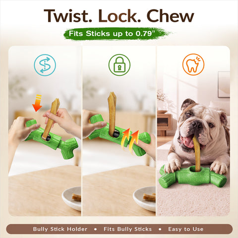 KADTC 2 in 1 Extra-Large Size Durable Dog Bully Stick Holder and Indestructible Bone Chew Toy for Medium/Large Aggressive Chewers Breed Dogs