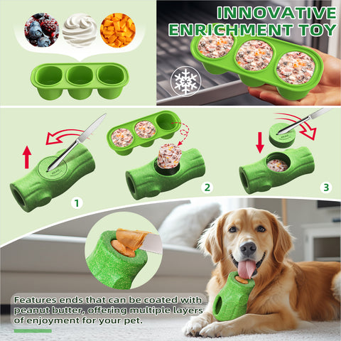 KADTC All in ONE 3 in 1 - Large Size Indestructible Dog Fillable Toy Peanut Butter Filler & Freeze Frozen Lick Treat Tray Durable Tough Chew Toys For Aggressive Chewers Dogs Christmas & New Year Gift