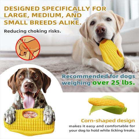 KADTC All in ONE 3 in 1 Large Size Indestructible Corn Dog Chew Toy & Durable Peanut Butter Fillable & Freezer/Frozen Lick Treat Enrichment Thanksgiving Toys for Medium/Large Aggressive Chewers Dogs 1