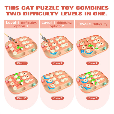 TACKDG Cat Track Balls Indoor for Cats Puzzle Toy Level 2 in 1 Weight Loss Interactive Toys Boredom Busters Kitten Enrichment Slow Feeder Kitty Puzzles Feeding Brian Stimulation Entertainment Birthday Gift