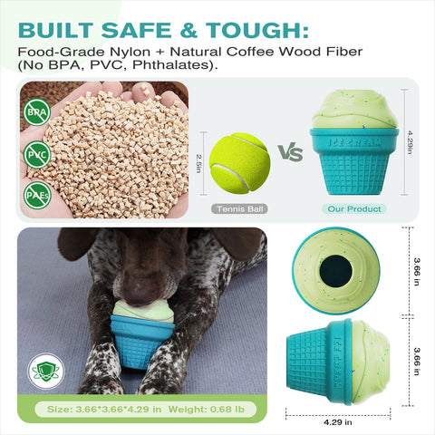 KADTC All in ONE Durable 3 in 1 Dog Filler Toy & Freeze/Freezable/Frozen Lick Treat Tray Enrichment Ball & Kibble Dispensing Balls -Peanut Butter Wet Food Ice Cream Fillable Chew Thanksgiving Toys