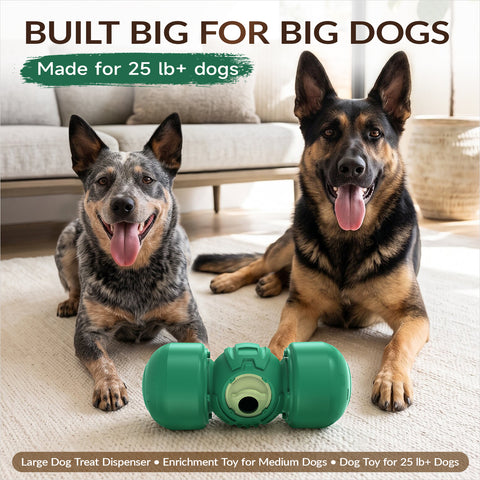 KADTC Extra-Large Size Durable Giggling Dog Treat Dispenser Toy Rolling Indestructible Bone Slow Puzzle Feeder Food Dispensing Toys for Large Aggressive Chewers Breeds Dogs Christmas & New Year Gift