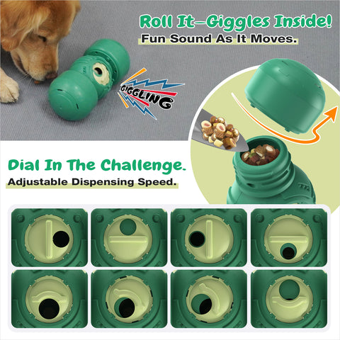 KADTC Extra-Large Size Durable Giggling Dog Treat Dispenser Toy Rolling Indestructible Bone Slow Puzzle Feeder Food Dispensing Toys for Large Aggressive Chewers Breeds Dogs Christmas & New Year Gift