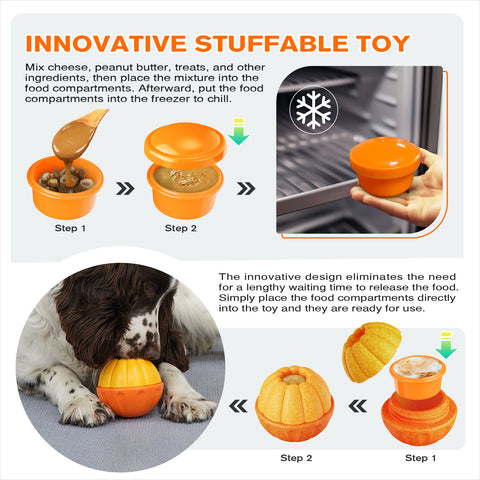 KADTC ALL IN ONE 3 in 1 Dog Durable Fillable Chew Toy & Freezer/Freezable/Frozen Lick Treat Tray Enrichment Toys & Kibble Dispensing Ball -Stuffable Peanut Butter Filling DIY Wet Food Interactive Game