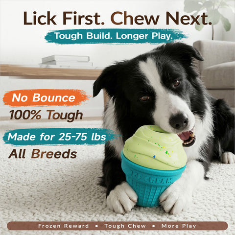 KADTC 3 in 1 Large-Size Durable Dog Fillable & Frozen Lick Treat Toy No-Transfer Freeze & Play Mess-Free Ultimate Boredom Buster, Kibble Dispenser Food Ball & Tough Dogs Chew Toys BPA-Free & Safe