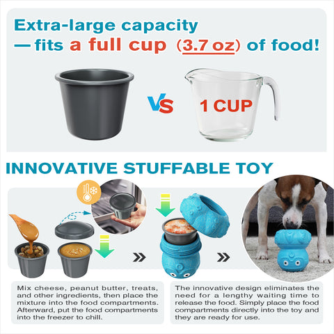 KADTC All in ONE Indestructible 3 in 1 Octopus Dog Filler Toy & Durable Freezer/Frozen Lick Treat Enrichment Ball & Kibble Dispensing Balls -Peanut Butter Wet Food Fillable Chew Thanksgiving Toys UV3