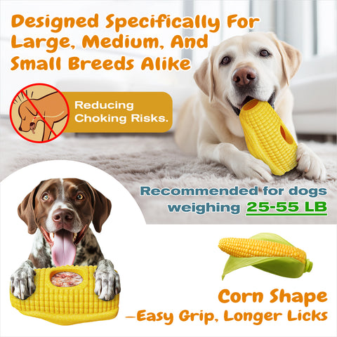 KADTC Large Size 3-in-1 Durable Corn Dog Enrichment Toy - Long-Lasting Fillable & Frozen Lick Toy - No-Transfer Freeze & Play - Ultimate Boredom Buster & Tough Chew Toys for Large Dogs - BPA-Free,Safe