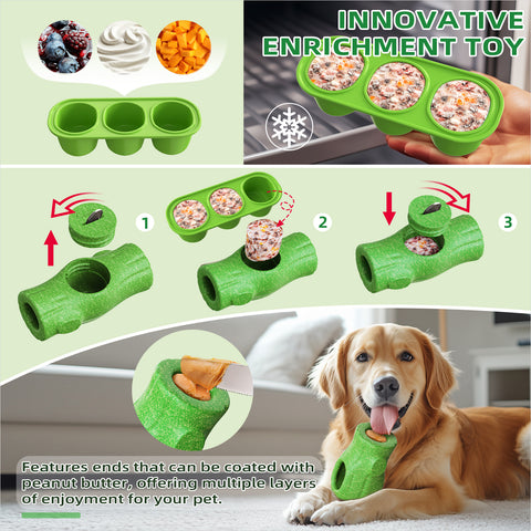 KADTC All IN ONE Large Size Dog Tough 3 in 1 Indestructible Durable Chew Toy & Peanut Butter Fillable Toy & Freezer/Freezable/Frozen Lick Treat Tray Enrichment Toys For Medium/Large Aggressive Chewers