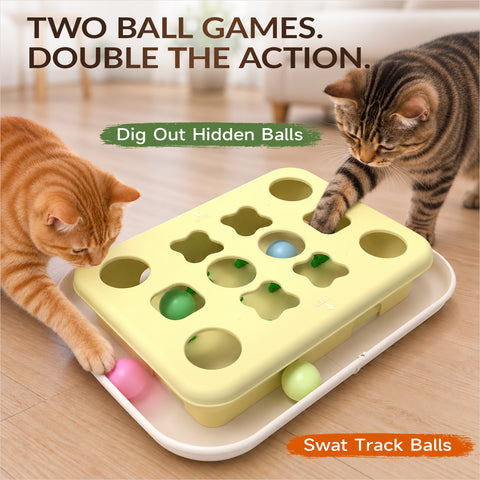 KADTC 3-in-1 Cat Puzzle Toy, Peek-and-Play Box, Track Balls for Indoor Cats